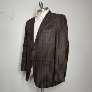 Crown & Ivy Men's 46L Blazer Sport Coat Brown Check Wool Modern Fit‎